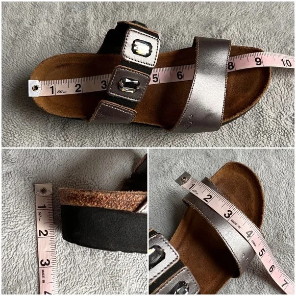 Naot  Michele Rhinestone Jewel Bejeweled Strappy Cork Comfort Sandal Silver Gray - Picture 15 of 15